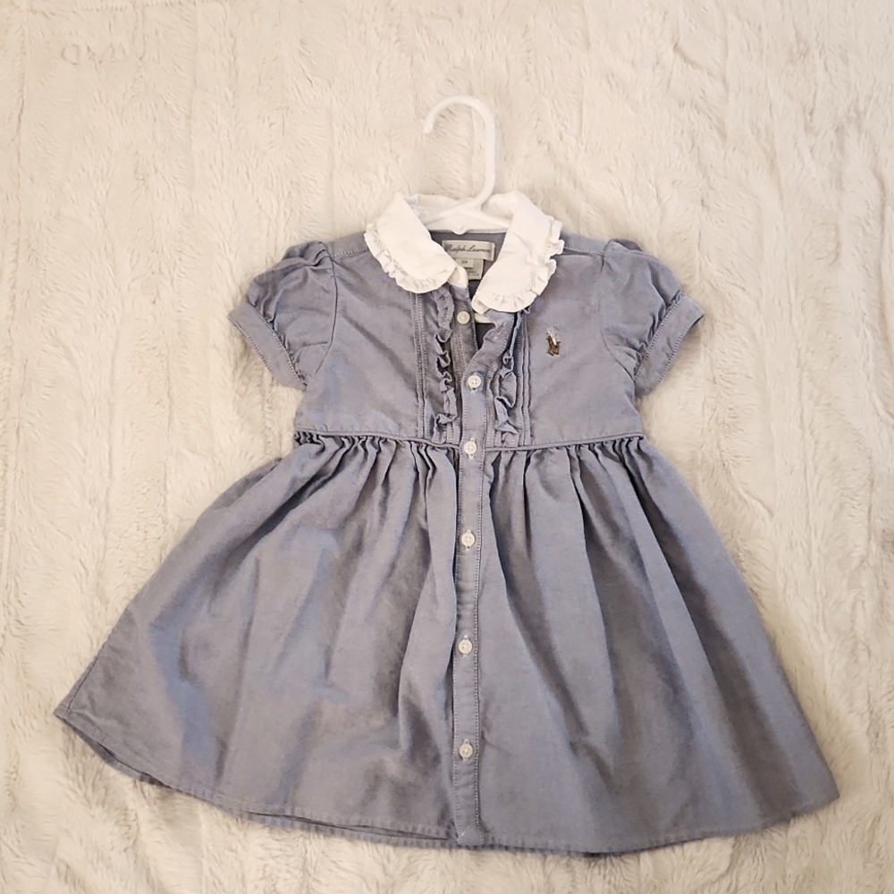 Ralph Lauren Baby Denim Cotton Dress 👗 12 mo girls